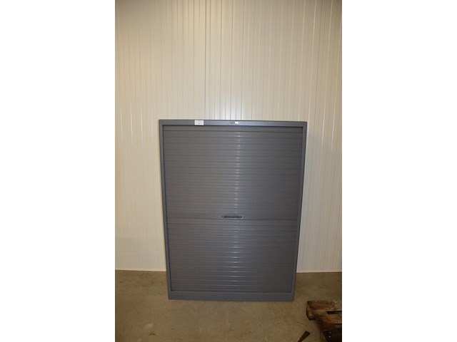 Antraciet kleurige archiefkast 2 roldeuren met leggers afm. 120x45x165 - afbeelding 1 van  6