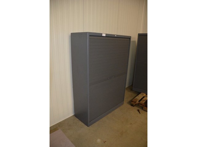 Antraciet kleurige archiefkast 2 roldeuren met leggers afm. 120x45x165 - afbeelding 2 van  6