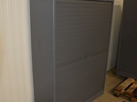 Antraciet kleurige archiefkast 2 roldeuren met leggers afm. 120x45x165 - afbeelding 2 van  6