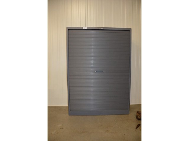 Antraciet kleurige archiefkast 2 roldeuren met leggers afm. 120x45x165 - afbeelding 3 van  6