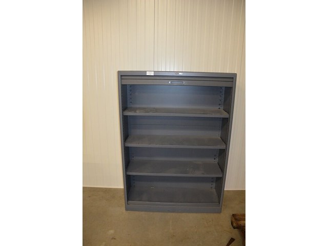 Antraciet kleurige archiefkast 2 roldeuren met leggers afm. 120x45x165 - afbeelding 4 van  6
