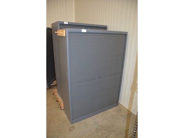 Antraciet kleurige archiefkast 2 roldeuren met leggers afm. 120x45x165 - afbeelding 1 van  6