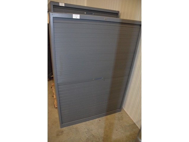 Antraciet kleurige archiefkast 2 roldeuren met leggers afm. 120x45x165 - afbeelding 3 van  6