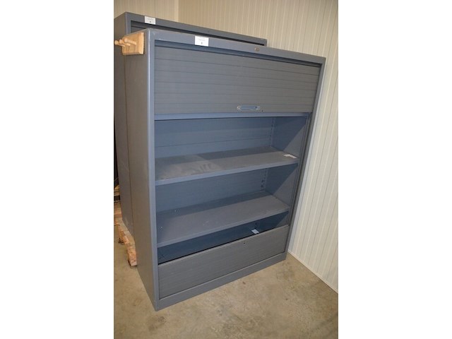 Antraciet kleurige archiefkast 2 roldeuren met leggers afm. 120x45x165 - afbeelding 4 van  6