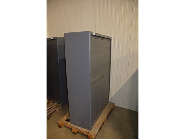 Antraciet kleurige archiefkast 2 roldeuren met leggers afm. 120x45x165 - afbeelding 2 van  5