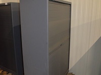 Antraciet kleurige archiefkast 2 roldeuren met leggers afm. 120x45x165 - afbeelding 2 van  5