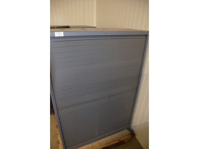 Antraciet kleurige archiefkast 2 roldeuren met leggers afm. 120x45x165 - afbeelding 3 van  5