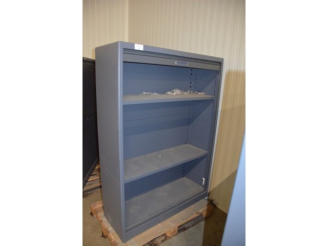 Antraciet kleurige archiefkast 2 roldeuren met leggers afm. 120x45x165 - afbeelding 4 van  5