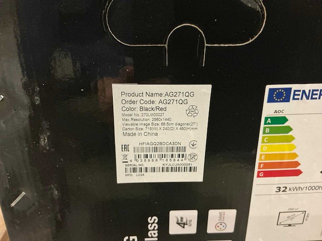 Aoc ag271qg led 27 class monitor - afbeelding 2 van  3