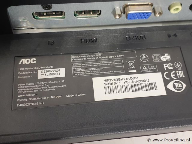 Aoc lcd-monitor g2260vwq6 - afbeelding 4 van  4