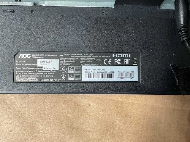 Aoc q27g2u monitor - afbeelding 6 van  7