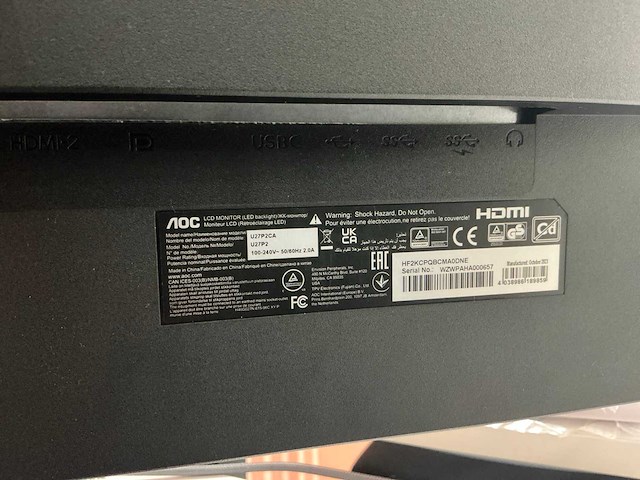 Aoc u27p2ca monitor - afbeelding 4 van  5