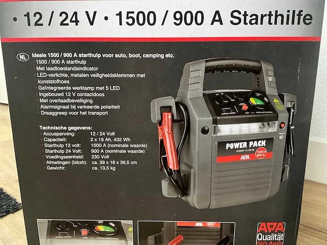 A.p.a. 12/24v 1500/900 ampère starthulp / startbooster - afbeelding 4 van  18