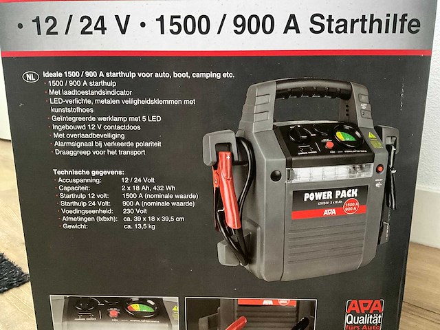 A.p.a. 12/24v 1500/900 ampère starthulp / startbooster - afbeelding 3 van  15