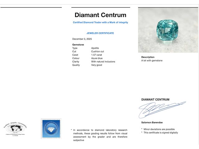 Apatiet 1.57 carat natuurlijke apatiet - afbeelding 3 van  4