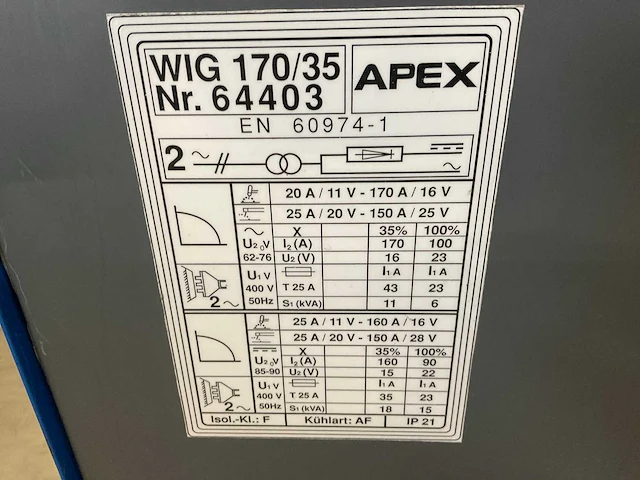 Apex wig 170/35 tig-lasmachine - afbeelding 7 van  7
