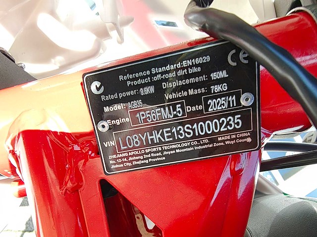 Apollo thunder - agb35 - crossmotor 150cc - afbeelding 17 van  18