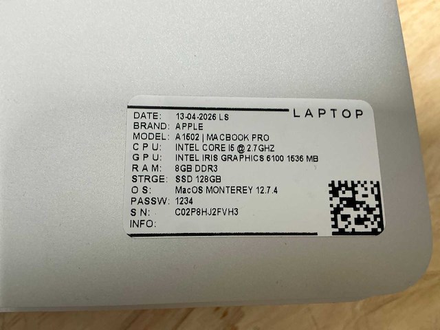 Apple - macbook pro a1502 - laptop (6x) - afbeelding 12 van  13