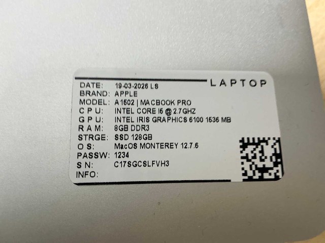 Apple - macbook pro a1502 - laptop (6x) - afbeelding 13 van  13