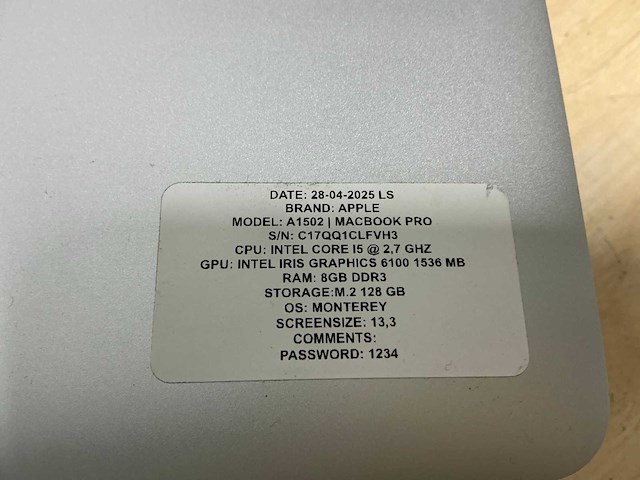 Apple - macbook pro a1502 - laptop (6x) - afbeelding 2 van  12