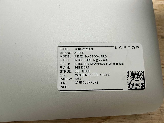 Apple - macbook pro a1502 - laptop (6x) - afbeelding 4 van  12