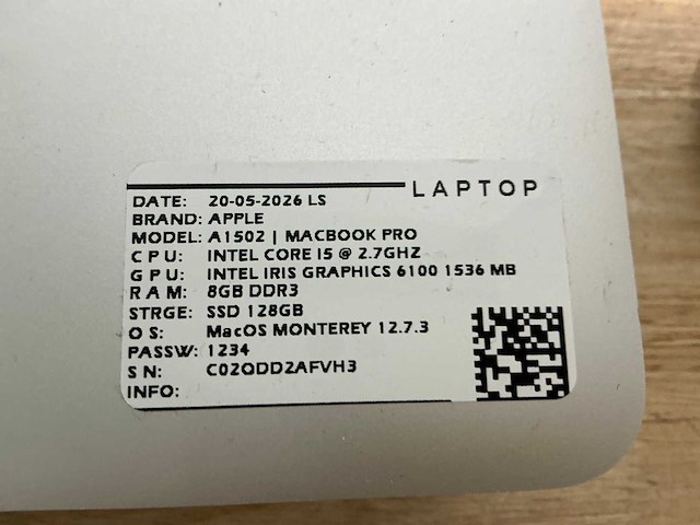 Apple - macbook pro a1502 - laptop (6x) - afbeelding 12 van  12
