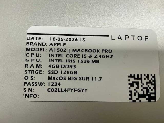 Apple - macbook pro a1502 - laptop (6x) - afbeelding 2 van  13