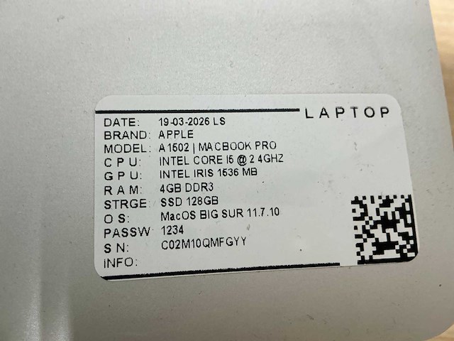 Apple - macbook pro a1502 - laptop (6x) - afbeelding 12 van  13