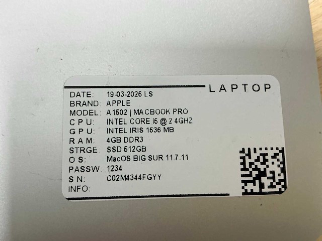 Apple - macbook pro a1502 - laptop (6x) - afbeelding 4 van  13
