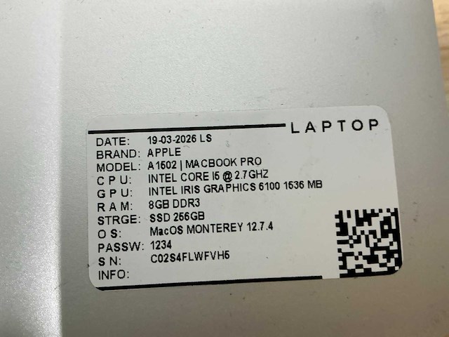 Apple - macbook pro a1502 - laptop (6x) - afbeelding 2 van  14
