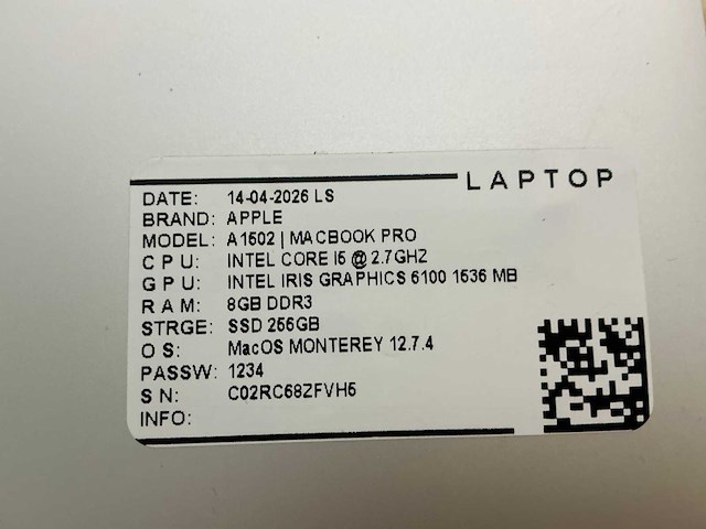 Apple - macbook pro a1502 - laptop (6x) - afbeelding 4 van  14