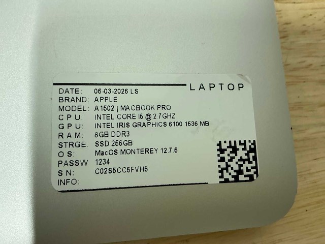 Apple - macbook pro a1502 - laptop (6x) - afbeelding 5 van  14