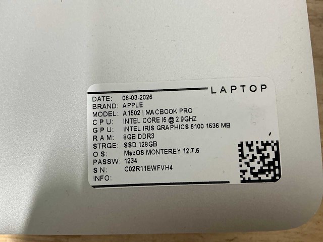 Apple - macbook pro a1502 - laptop (6x) - afbeelding 4 van  15