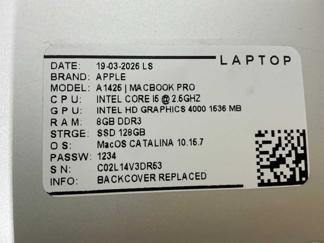Apple - macbook pro a1502 - laptop (6x) - afbeelding 5 van  15