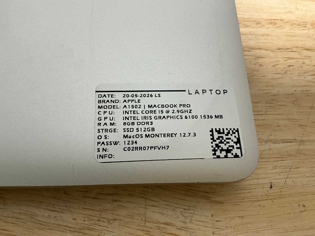 Apple - macbook pro a1502 - laptop (6x) - afbeelding 14 van  15