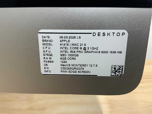 Apple imac a1418 desktop - afbeelding 2 van  6