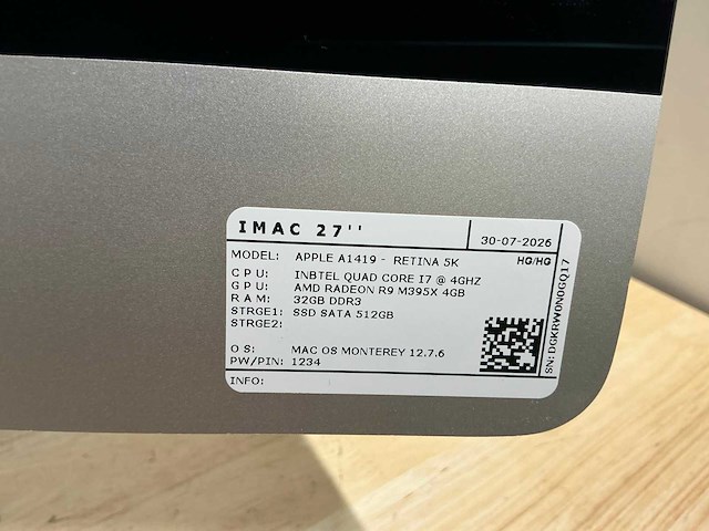 Apple imac a1419(i7) desktop - afbeelding 6 van  9