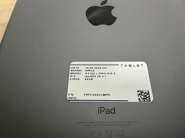 Apple ipad air 3 a2152 tablet (4x) - afbeelding 1 van  4