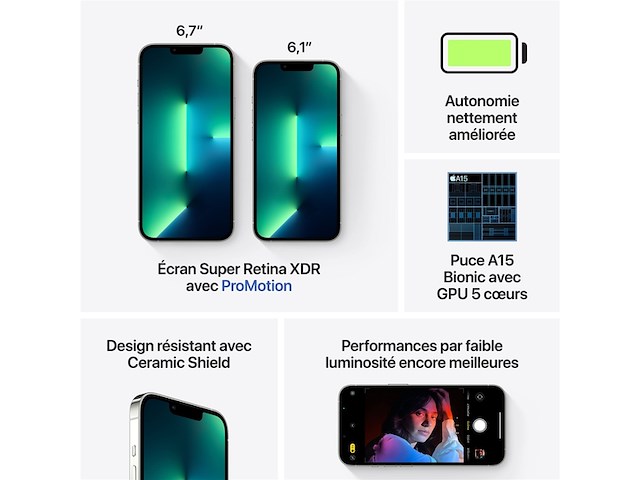 Apple iphone 13 pro max 17 cm (6.7) dual sim ios 15 5g 128 gb zilver - afbeelding 2 van  3