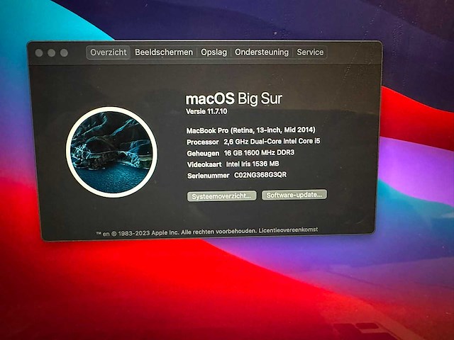 Apple macbook - 2014 - pro retina 13.3" - laptop i5 - afbeelding 6 van  7