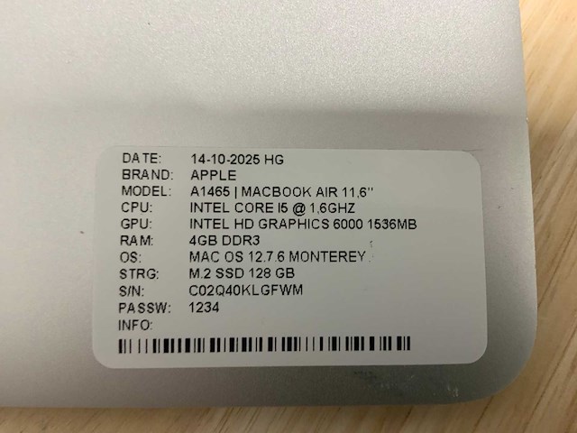 Apple macbook air a1465 laptop (3x) - afbeelding 13 van  14