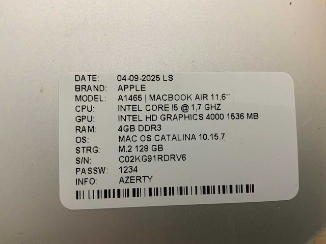 Apple macbook air a1465 laptop (4x) - afbeelding 12 van  12
