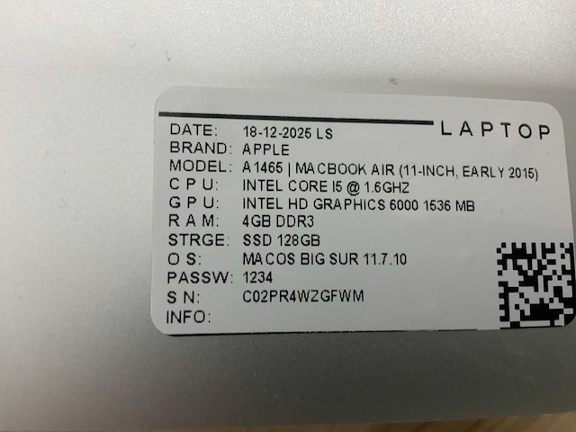Apple macbook air a1465 laptop (4x) - afbeelding 10 van  11