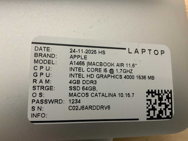 Apple macbook air a1465 laptop (4x) - afbeelding 9 van  10