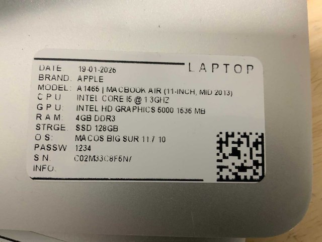 Apple macbook air a1465 laptop (4x) - afbeelding 6 van  7