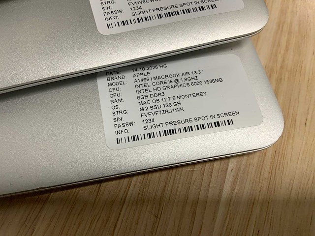 Apple macbook air a1466 (i5) laptop (5x) - afbeelding 2 van  11