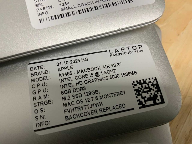 Apple macbook air a1466 (i5) laptop (5x) - afbeelding 9 van  11