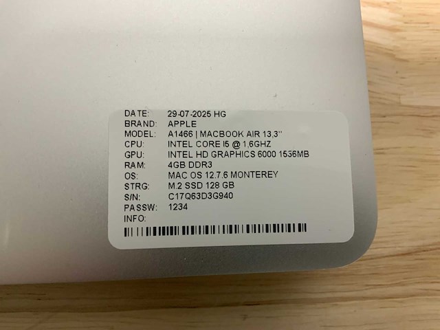 Apple macbook air a1466 laptop (4x) - afbeelding 2 van  13