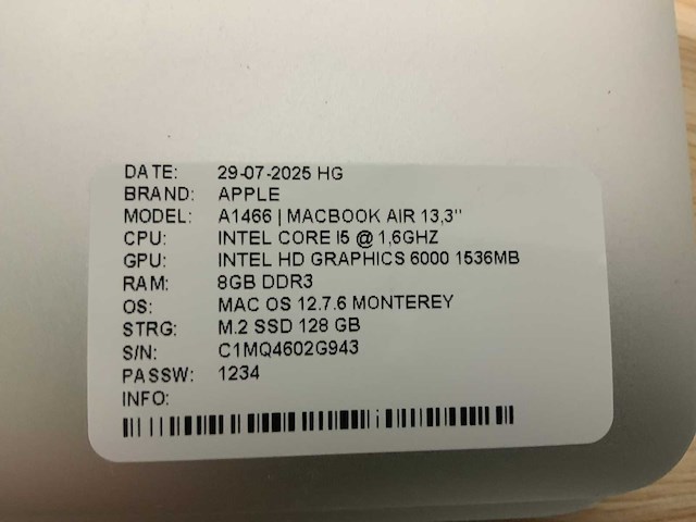 Apple macbook air a1466 laptop (4x) - afbeelding 3 van  13