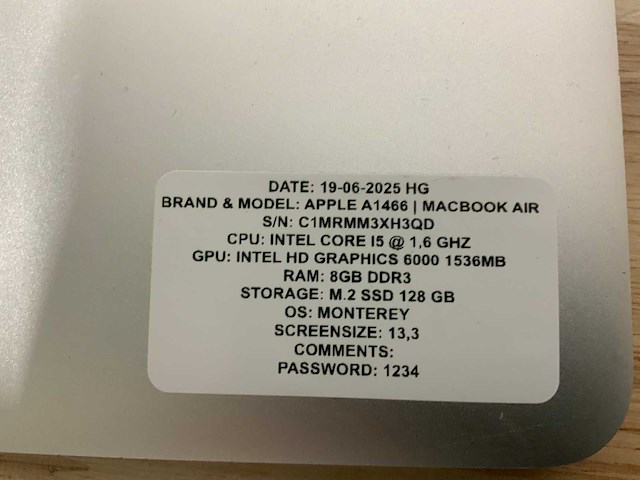 Apple macbook air a1466 laptop (4x) - afbeelding 2 van  12